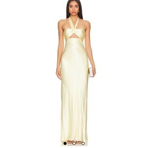 Shona Joy Cream Backless Halter Dress